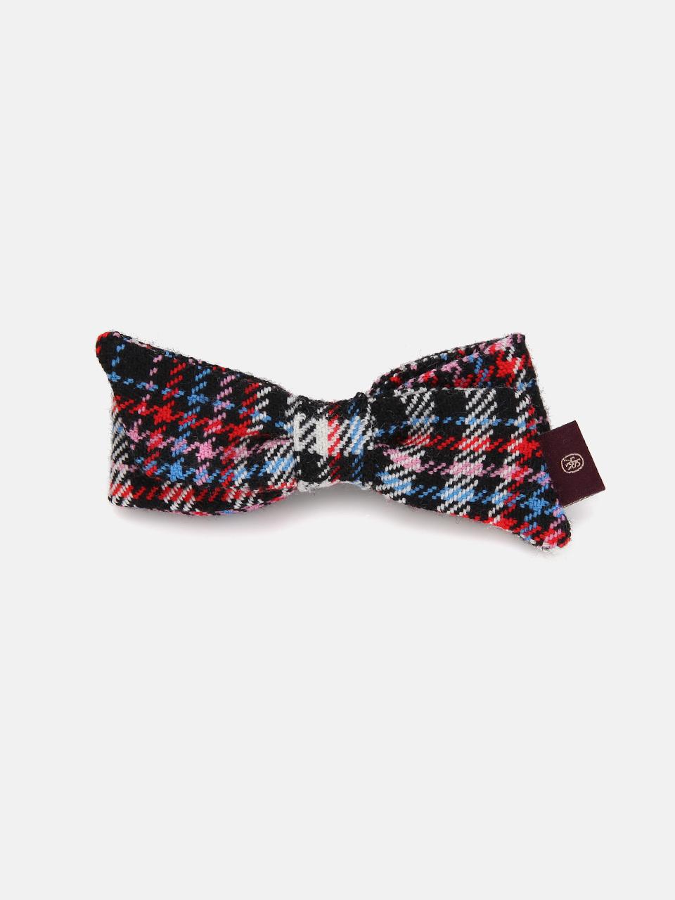 WHITE SANDS Double-sided Italian Wool Check Ribbon Pin [Purple]