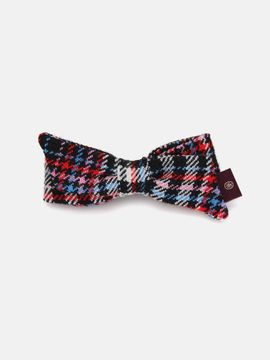 WHITE SANDS Double-sided Italian Wool Check Ribbon Pin [Purple]
