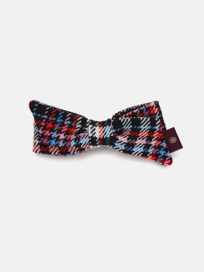 WHITE SANDS Double-sided Italian Wool Check Ribbon Pin [Purple]
