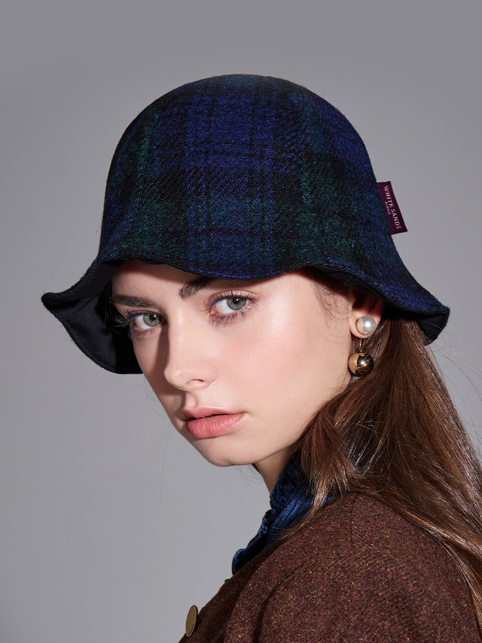 WHITE SANDS Harris Tweed Bucket Hat Alana (Navy)
