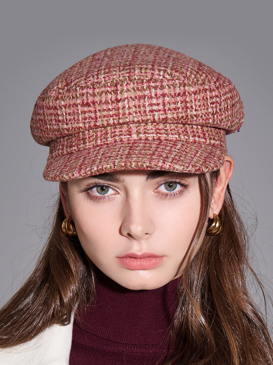 WHITE SANDS Harris Tweed Marine Cap Huckleberry (Pink)