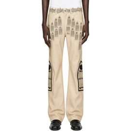 Who Decides War Who Decides War Beige Patched Arch Embroidered Leather Trousers