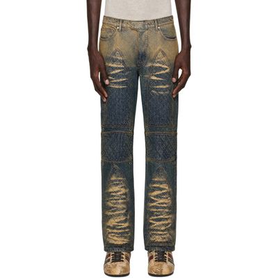 Who Decides War Who Decides War Blue & Beige Moto Quilted Jeans