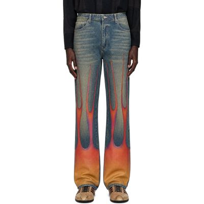 Who Decides War Who Decides War Blue & Red Flame Denim Jeans