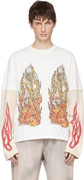 Who Decides War Who Decides War Off-White Flame Glass Double T-shirt