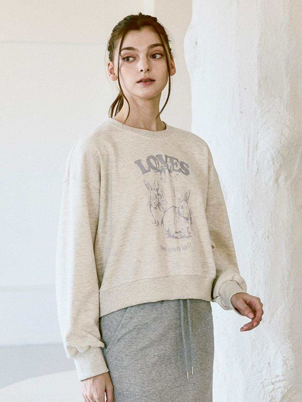 WHOLOVESART Love Letter Fur Crop Sweatshirt [Ecru]