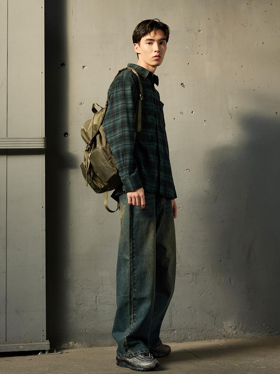 WHOLOVESART Nylon Two-Pocket Backpack [Green]