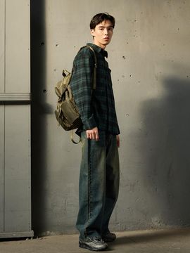 WHOLOVESART Nylon Two-Pocket Backpack [Green]