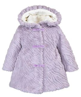 Widgeon Widgeon Faux Fur Ruffle Hooded Bow Coat
