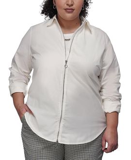 Wildfang Wildfang Plus The Essential Long Sleeve Oxford Zip Up Shirt