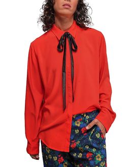 Wildfang Wildfang The Empower Long Sleeve Bow Button Up Shirt