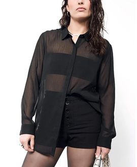 Wildfang Wildfang The Empower Sheer Long Sleeve Button Up Shirt