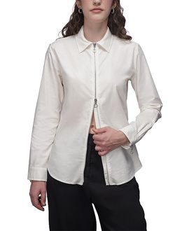 Wildfang Wildfang The Essential Long Sleeve Oxford Zip Up Shirt