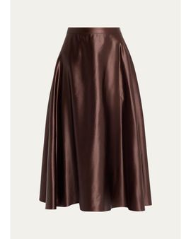 Willy Chavarria Lorretta Satin Midi A-Line Skirt