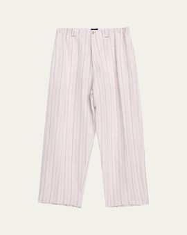 Willy Chavarria Men's Toluca Striped Oversized Linen-Blend Pants