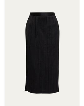 Willy Chavarria Tubo Pleated Satin Midi Skirt