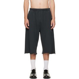 WILLY CHAVARRIA WILLY CHAVARRIA Black 'Chavarria Community Center' Distressed Shorts