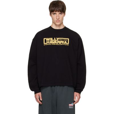 WILLY CHAVARRIA WILLY CHAVARRIA Black 'Eternal Fashion Creations' LS Buffalo T-shirt