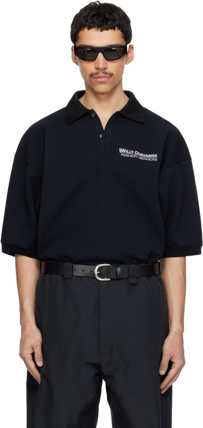 WILLY CHAVARRIA WILLY CHAVARRIA Black Football Polo