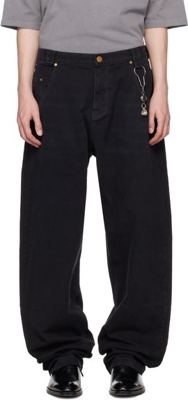 WILLY CHAVARRIA WILLY CHAVARRIA Black Straight Leg 'Bad Boy' Jeans