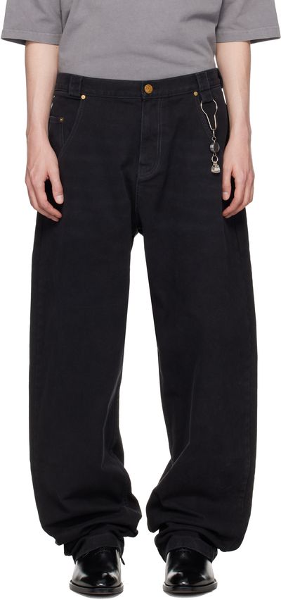 WILLY CHAVARRIA WILLY CHAVARRIA Black Straight Leg 'Bad Boy' Jeans