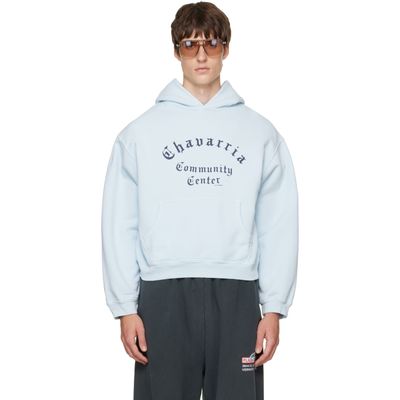 WILLY CHAVARRIA WILLY CHAVARRIA Blue 'Chavarria Community Center' Shrunken PO Hoodie