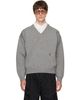 WILLY CHAVARRIA WILLY CHAVARRIA Gray 'Chavarria' V-Neck Sweater - 1