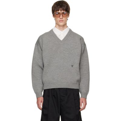 WILLY CHAVARRIA WILLY CHAVARRIA Gray 'Chavarria' V-Neck Sweater