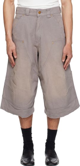 WILLY CHAVARRIA WILLY CHAVARRIA Gray Stockton Dbl Knee Shorts