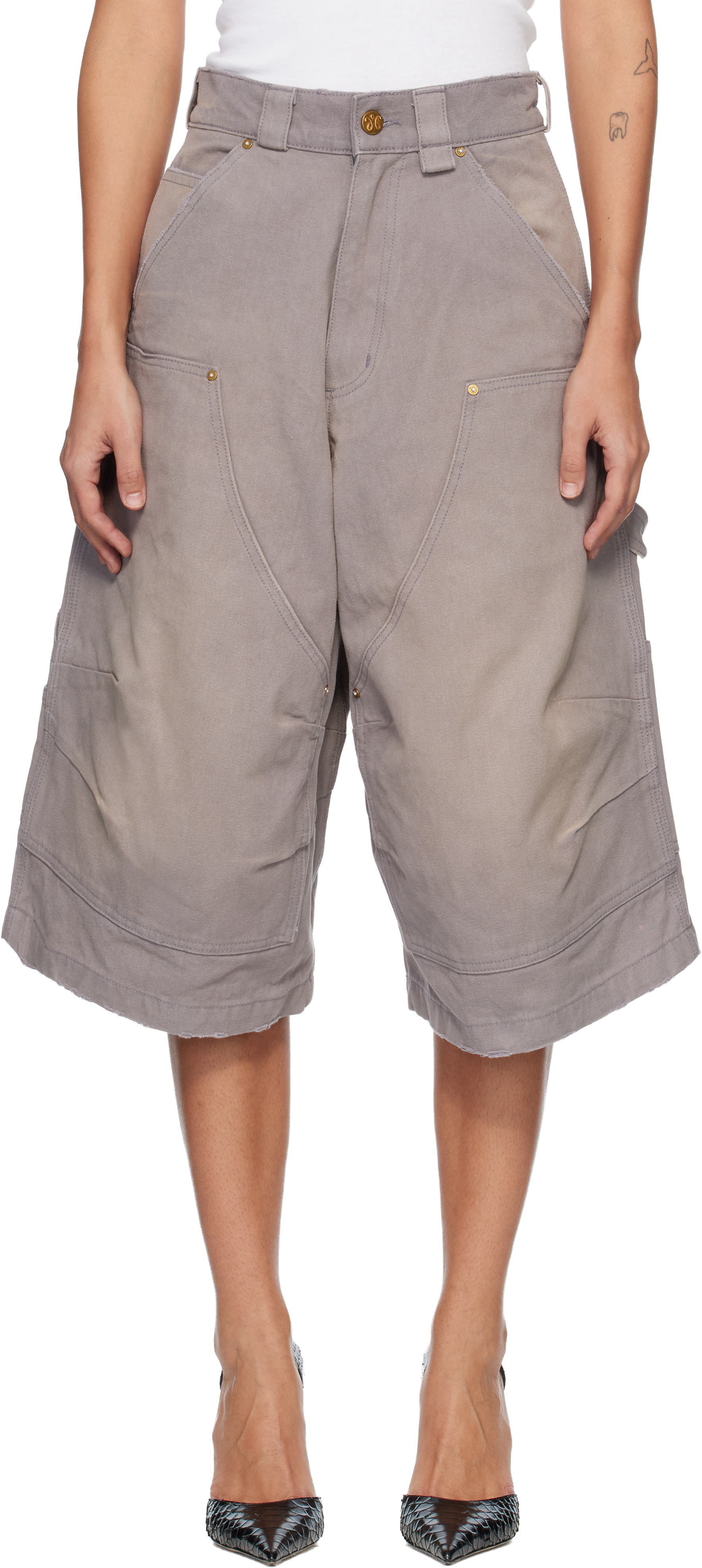 WILLY CHAVARRIA - Gray Stockton Double Knee Shorts