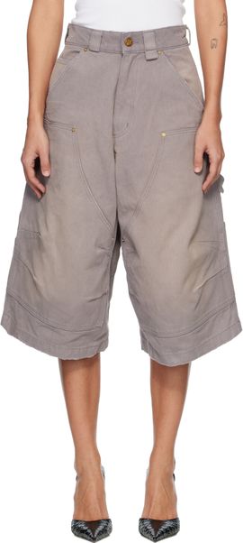 WILLY CHAVARRIA WILLY CHAVARRIA Gray Stockton Double Knee Shorts