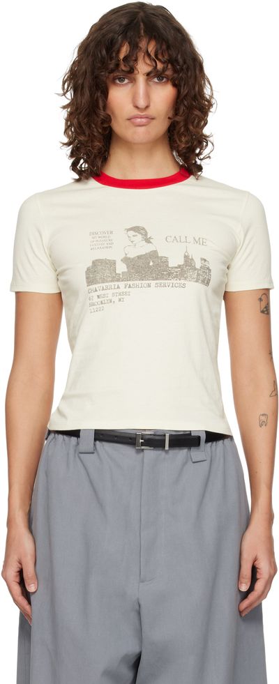 WILLY CHAVARRIA WILLY CHAVARRIA Off-White 'Call Girl' Ringer T-shirt