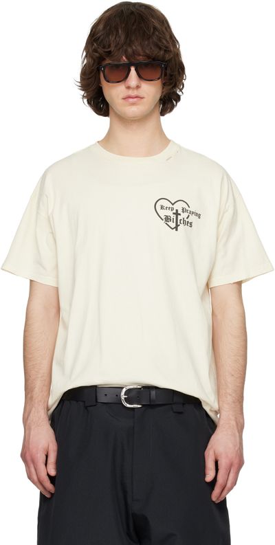 WILLY CHAVARRIA WILLY CHAVARRIA Off-White 'Keep Praying Bitches' Easy T-shirt