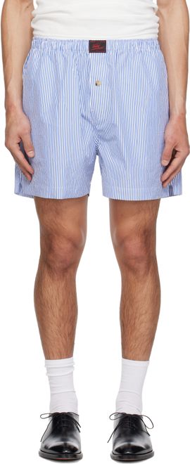 WILLY CHAVARRIA WILLY CHAVARRIA White & Blue Willy Woven Boxer Shorts