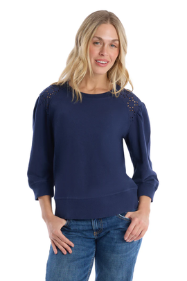 Wilt Wilt 3/4 Sleeve with Eyelet Mix Top