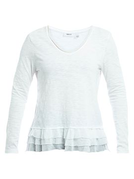 Wilt Women's V-Neck Mixed Media Long Sleeve Tee