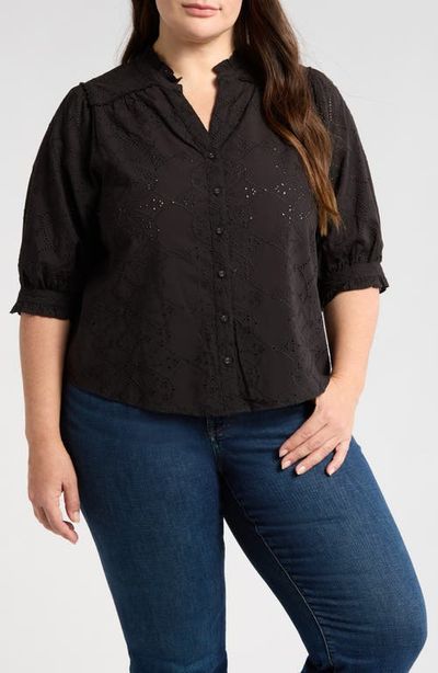 Wit & Wisdom Wit & Wisdom Below Eyelet Lantern Sleeve Top