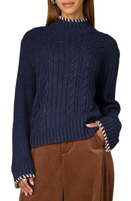 Wit & Wisdom Wit & Wisdom Cable Stitch Mock Neck Sweater