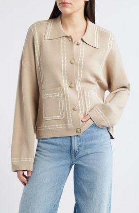 Wit & Wisdom Wit & Wisdom Dot Stripe Collar Cardigan
