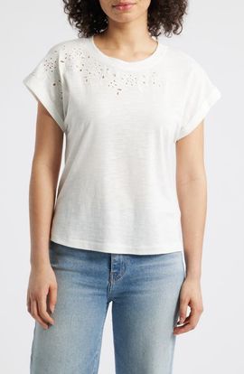 Wit & Wisdom Wit & Wisdom Embroidered Eyelet Cap Sleeve T-Shirt