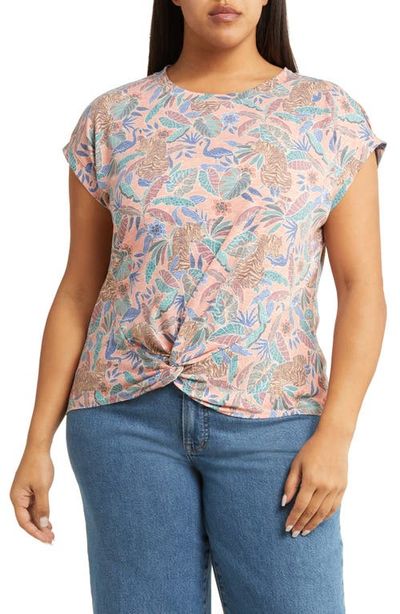 Wit & Wisdom Wit & Wisdom Floral Twist Hem Top (Nordstrom Exclusive)