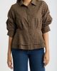 Wit & Wisdom Wit & Wisdom Plaid Ruched Sleeve Peplum Shirt - 1