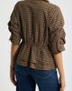 Wit & Wisdom Wit & Wisdom Plaid Ruched Sleeve Peplum Shirt - 2