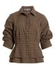 Wit & Wisdom Wit & Wisdom Plaid Ruched Sleeve Peplum Shirt - 5