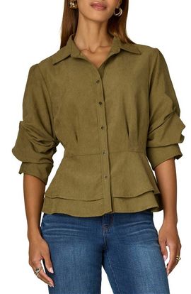 Wit & Wisdom Wit & Wisdom Pleated Puff Sleeve Button-Up Shirt