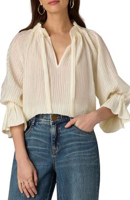 Wit & Wisdom Wit & Wisdom Pleated Tie Neck Top