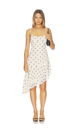 With Harper Lu With Harper Lu Asymmetrical Frill Midi Dress