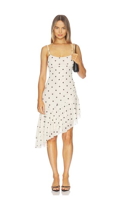 With Harper Lu With Harper Lu Asymmetrical Frill Midi Dress