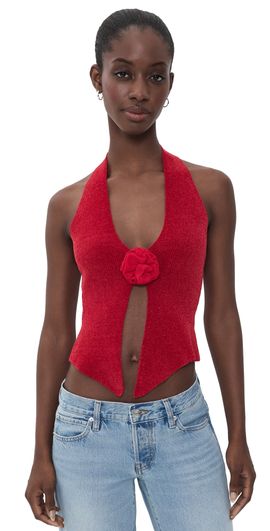 With Jéan With Jéan Rose Knit Top Red