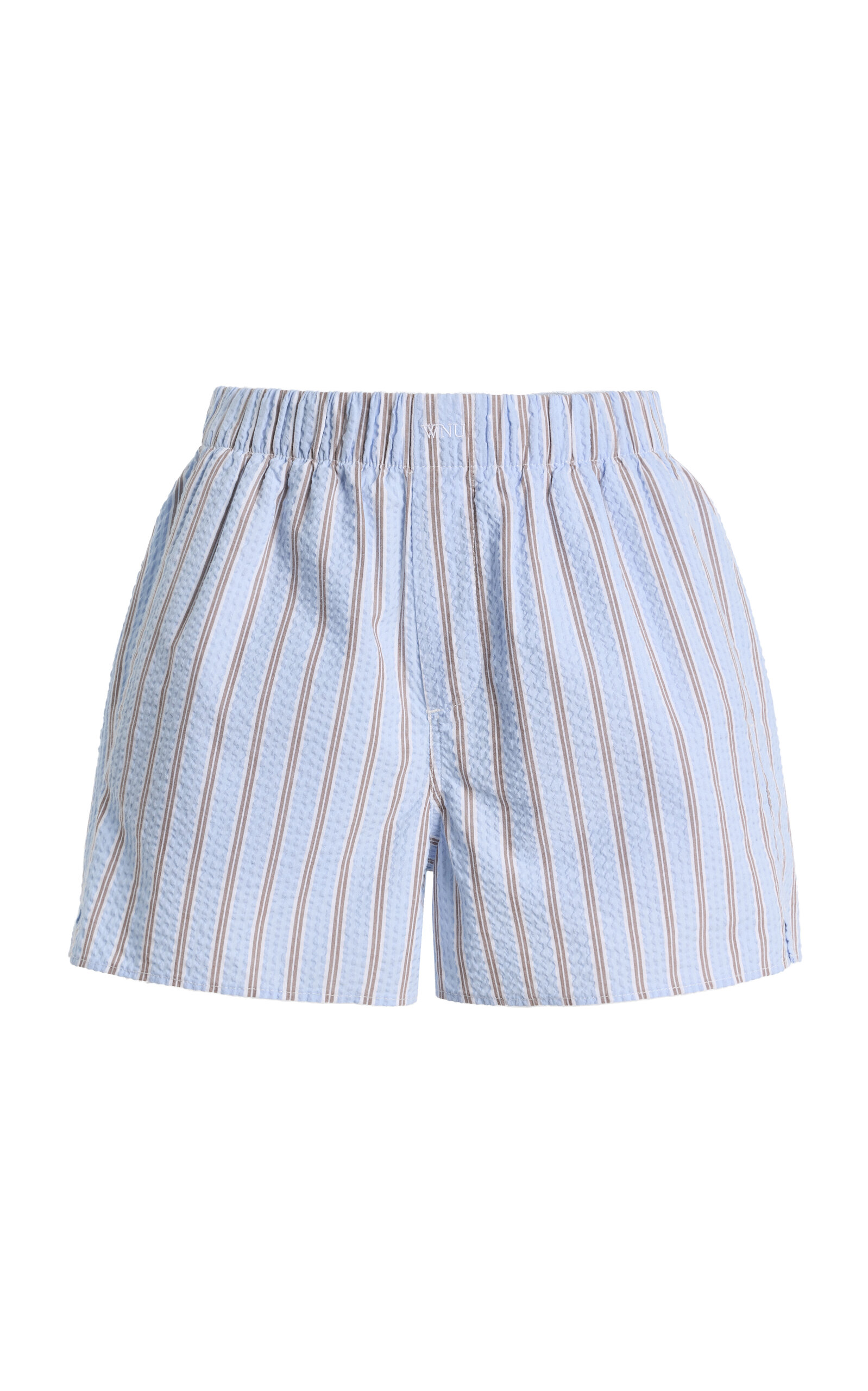 With Nothing Underneath With Nothing Underneath Exclusive The Boxer Striped Cotton Seersucker Shorts